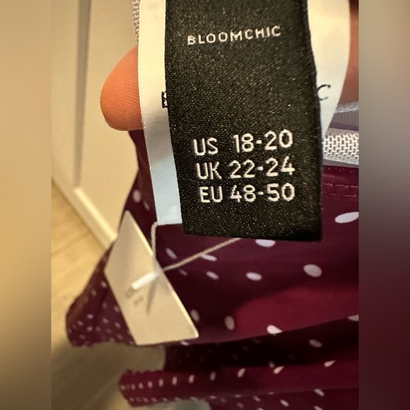 Bloomchic- Polka Dot Ruched Drawstring Side Tankini Top- “Red-Violet” - Picture 3 of 7